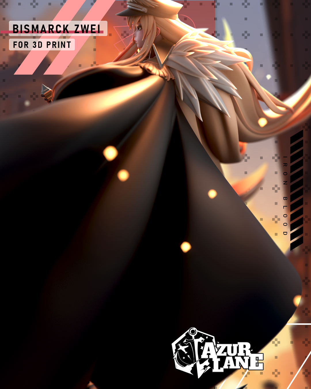 Bismark Zwei (Azur Lane) - 3d Printed 1:7 model kit (Fan Art)