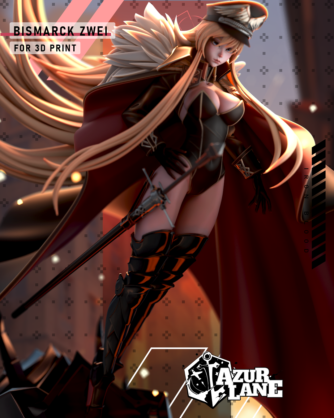 Bismark Zwei (Azur Lane) - 3d Printed 1:7 model kit (Fan Art)