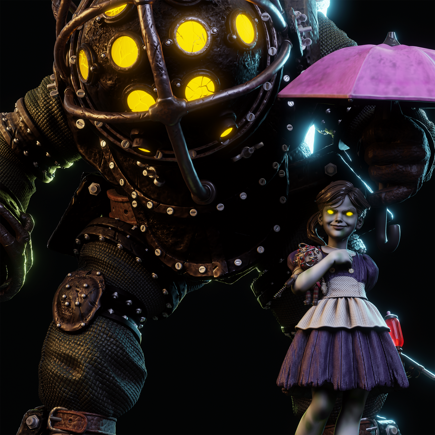 Big Daddy and Little Sister (BioShock) - 3D Printed Model Kit - 1:6 scale