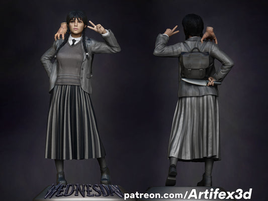 Wednesday Addams 3D Print model - Fan Art, SFW - 180mm