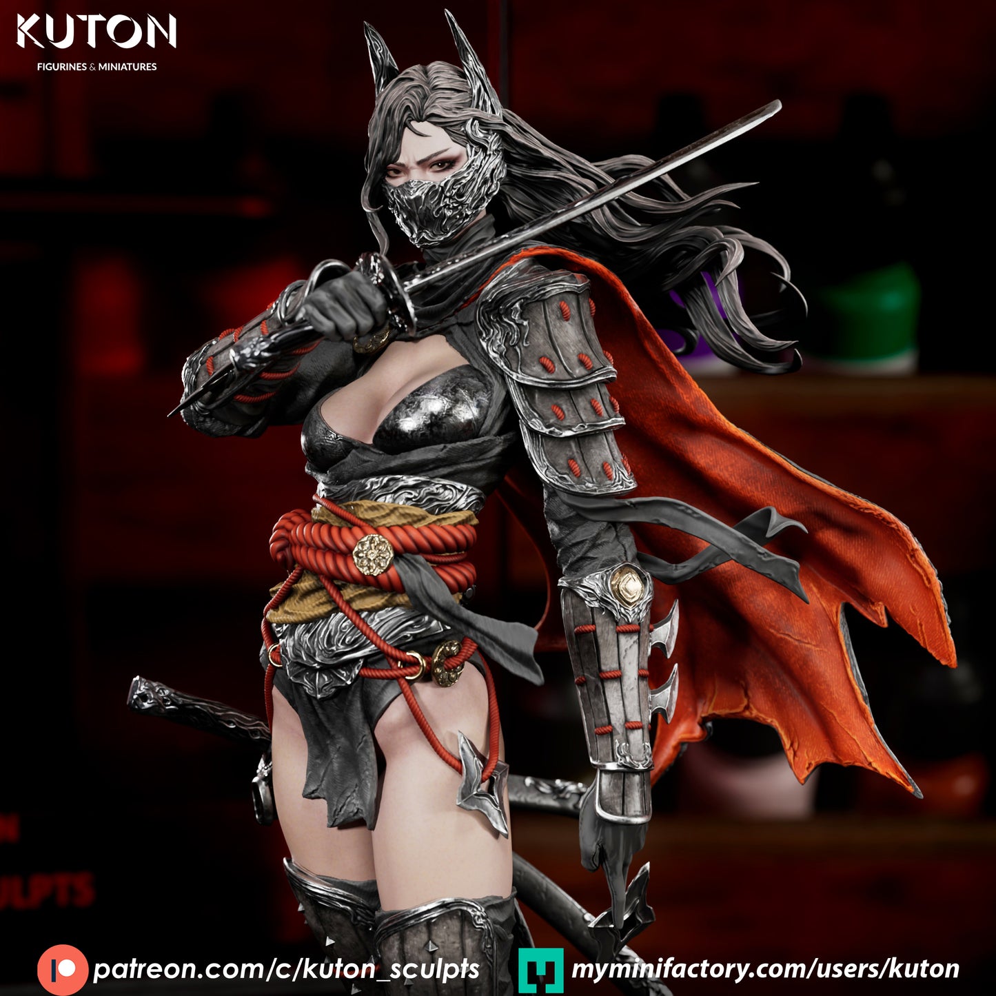 Batgirl Ronin 3D Printed Statue / Bust 10 Scale Model kit