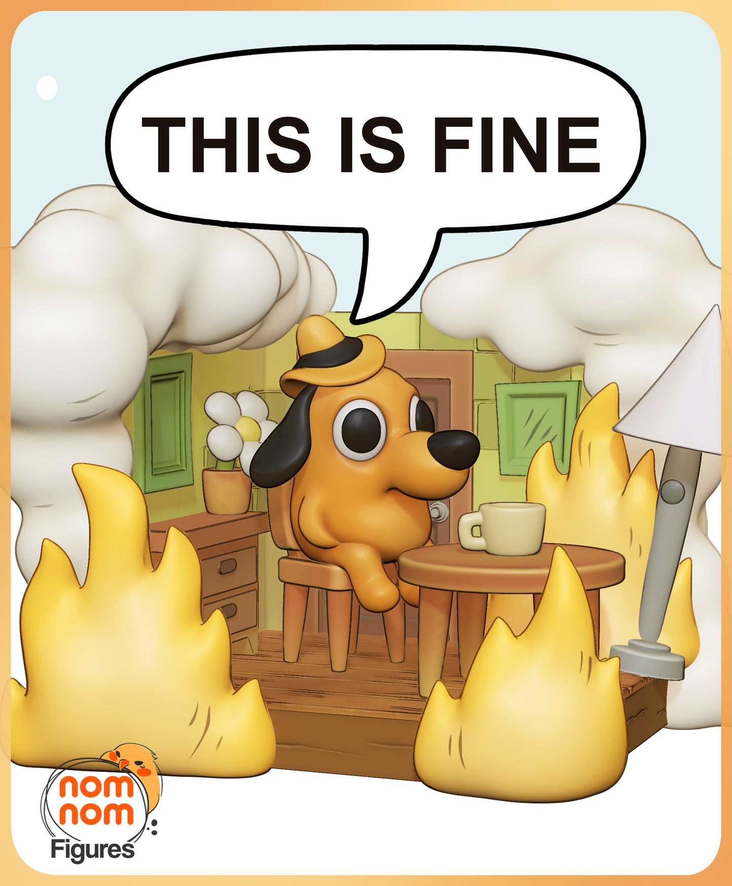 Chibi This is Fine (Meme) - 3D Print - Model Kit - Nomnom