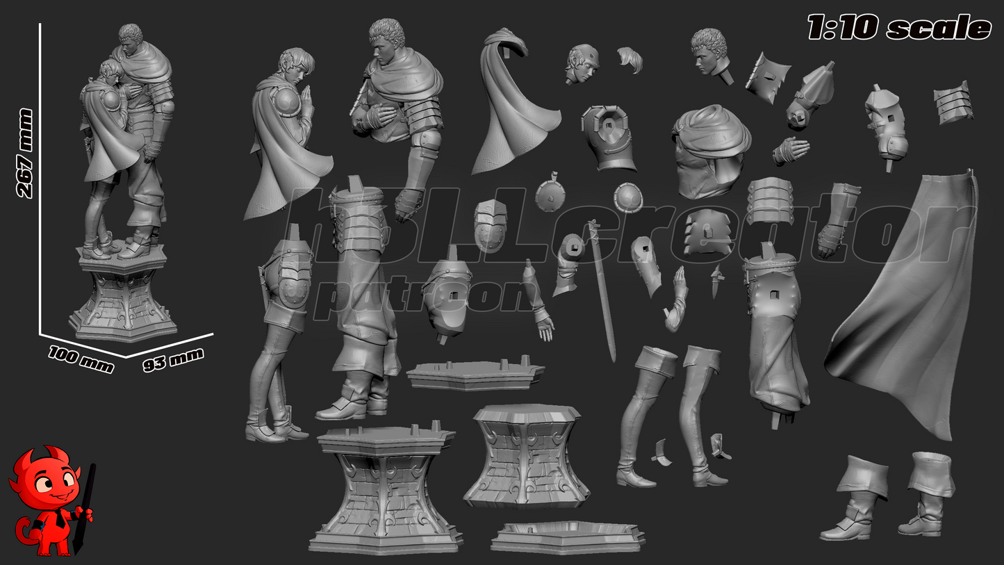 Guts and Casca Berserk - 3D Printed Statue - 10 Scale