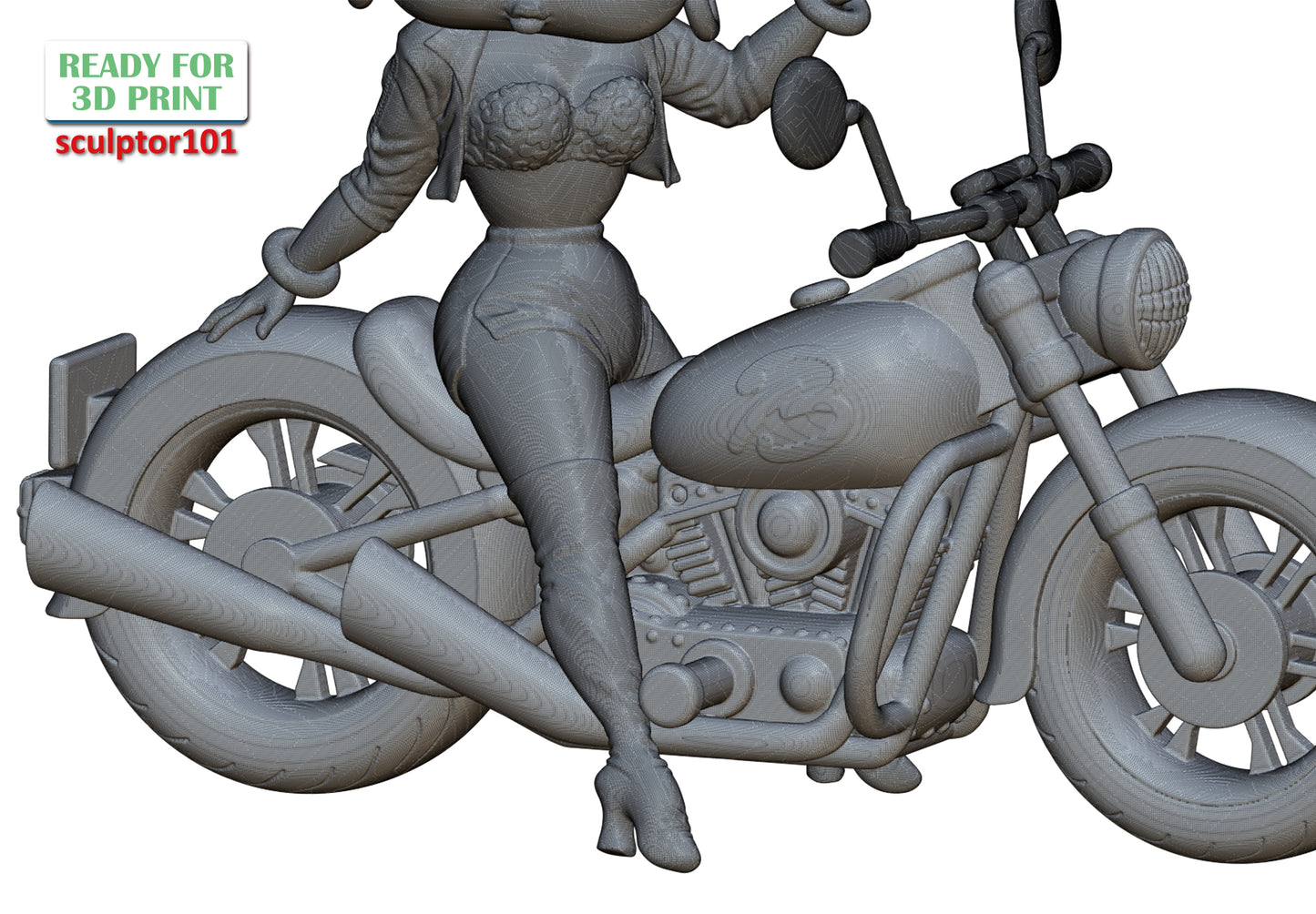Betty Boop on Motorbike - Unpainted and Unassembled 3D Print Kit