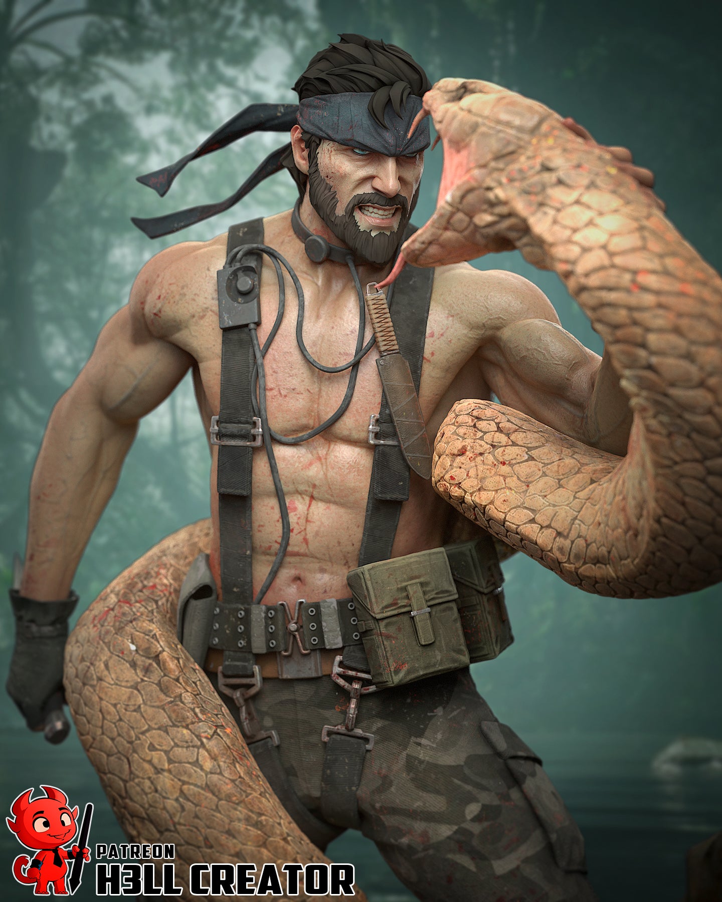 Big Boss (Metal Gear) 3d Printed Model Kit - 10 scale