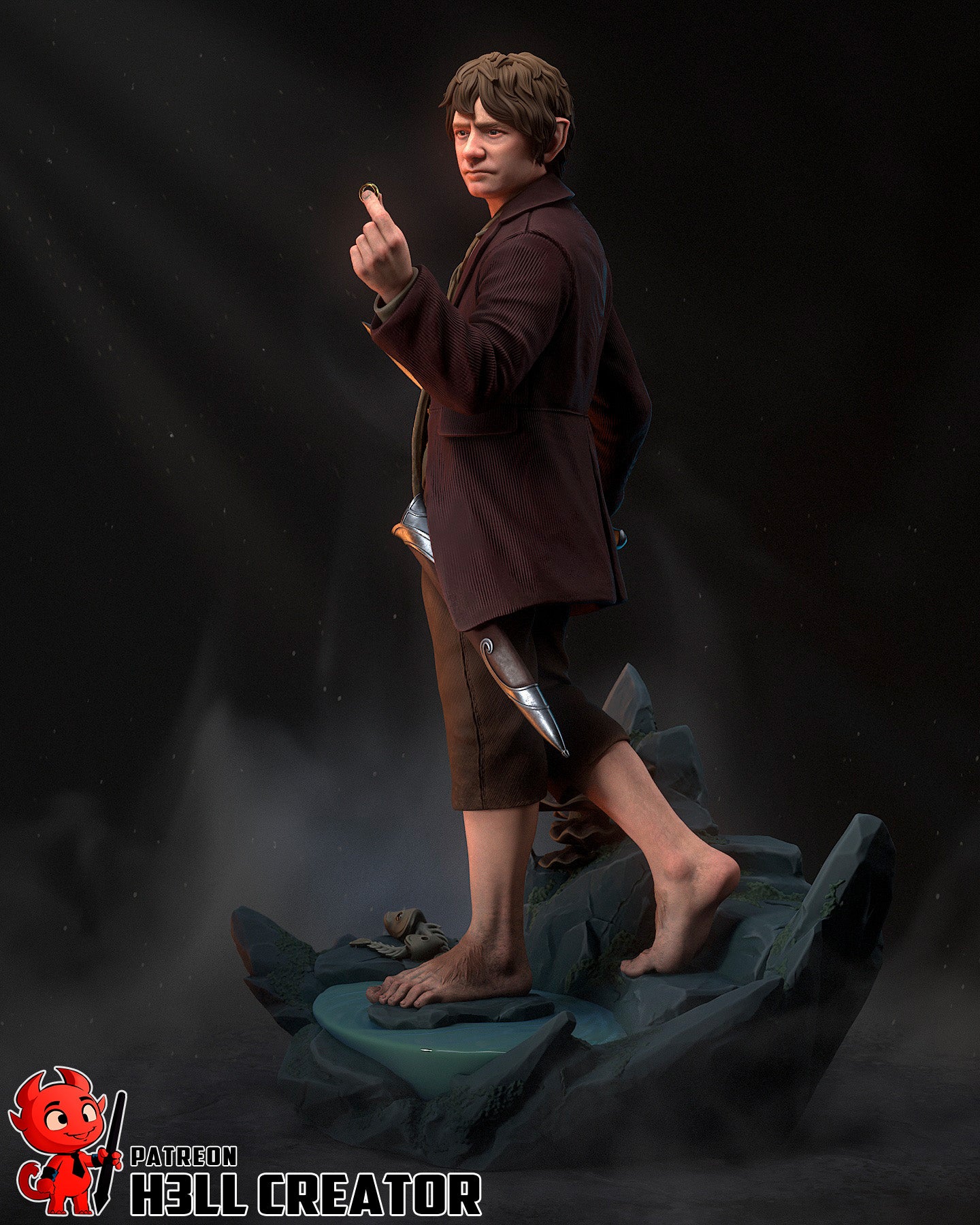 Bilbo Baggins - 3D Printed Statue / Bust - 10 Scale