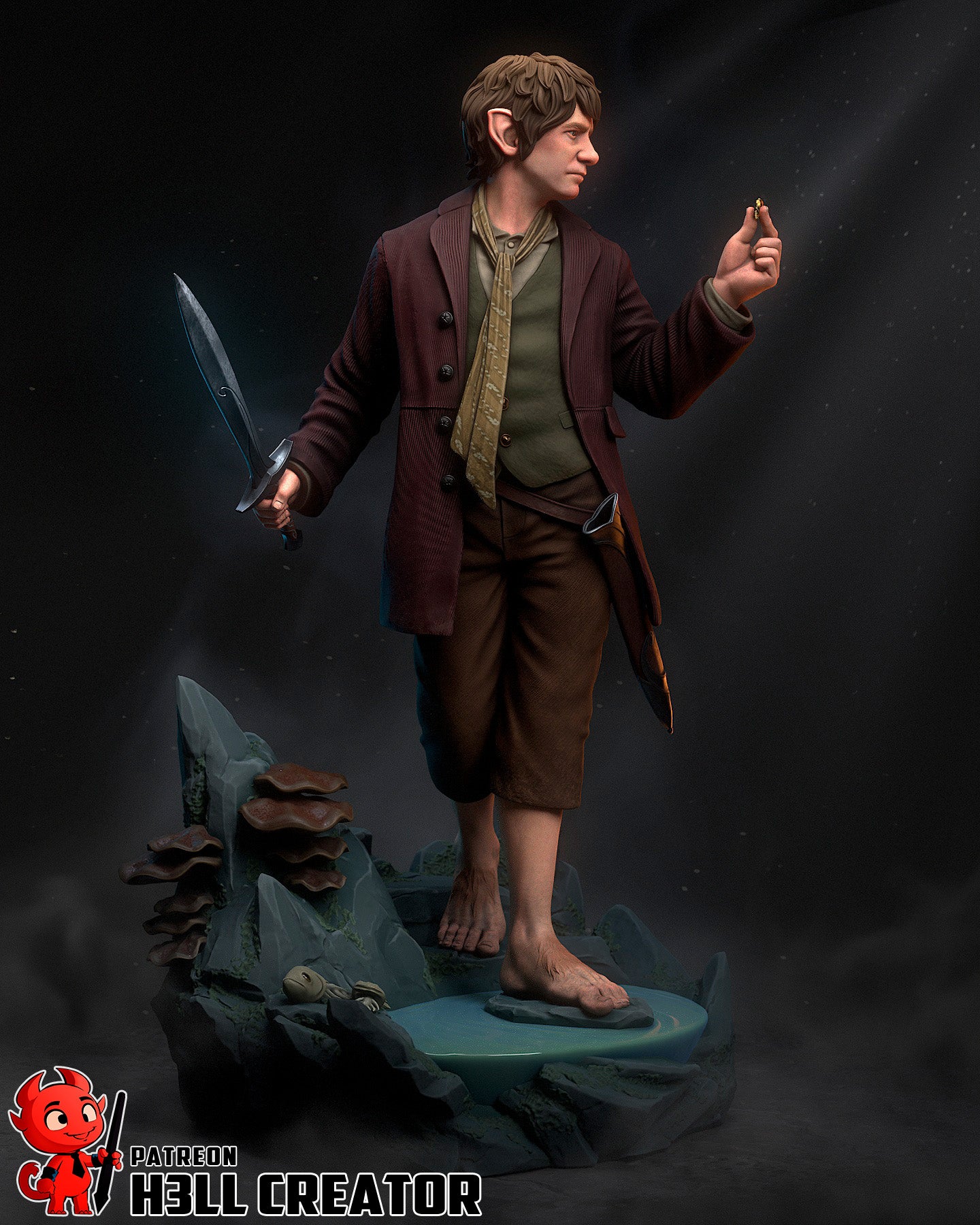 Bilbo Baggins - 3D Printed Statue / Bust - 10 Scale