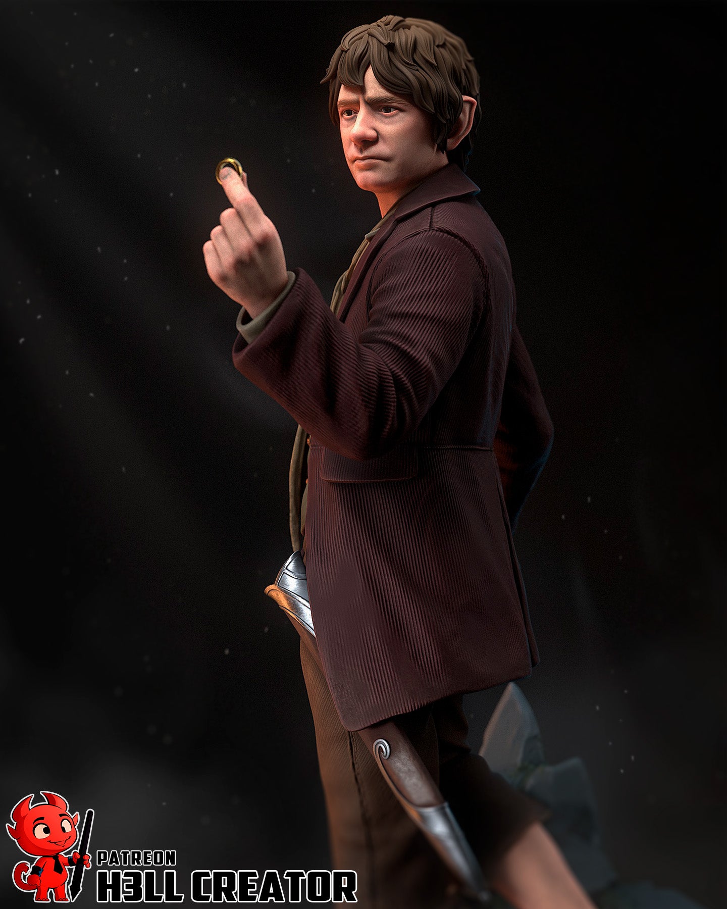 Bilbo Baggins - 3D Printed Statue / Bust - 10 Scale