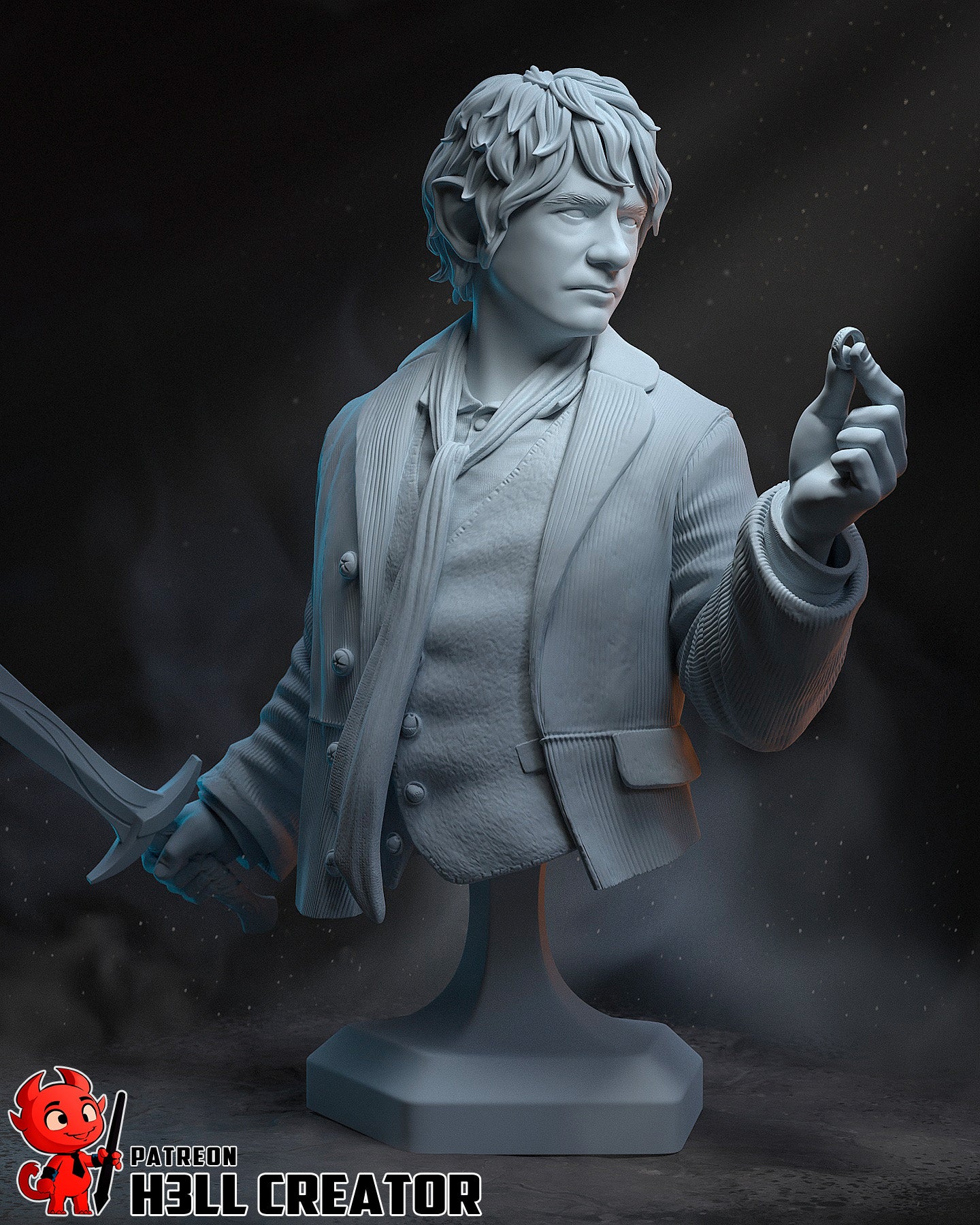 Bilbo Baggins - 3D Printed Statue / Bust - 10 Scale
