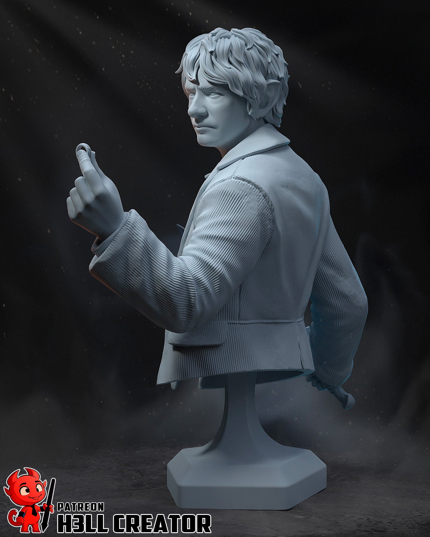 Bilbo Baggins - 3D Printed Statue / Bust - 10 Scale