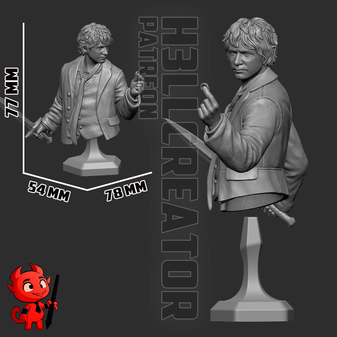 Bilbo Baggins - 3D Printed Statue / Bust - 10 Scale