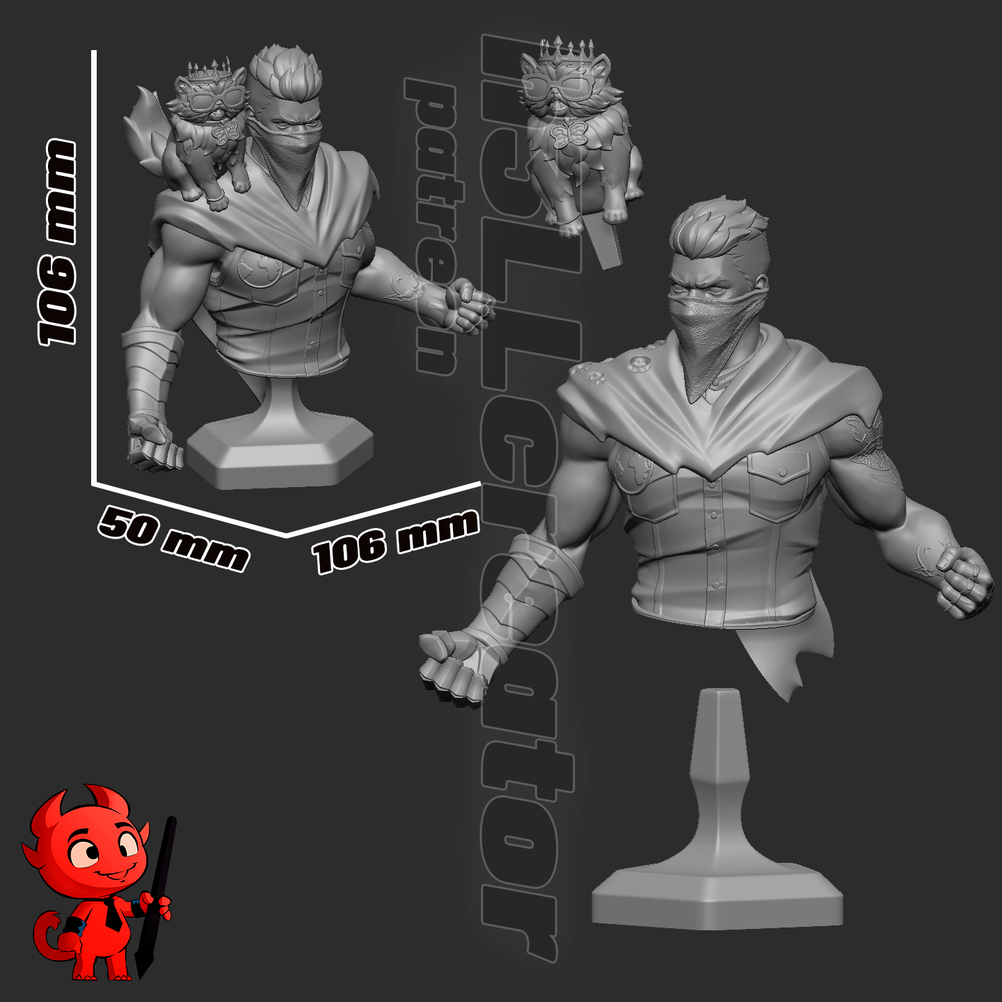Princess Donut and Carl  3D Printed Statue / Bust - 10 Scale