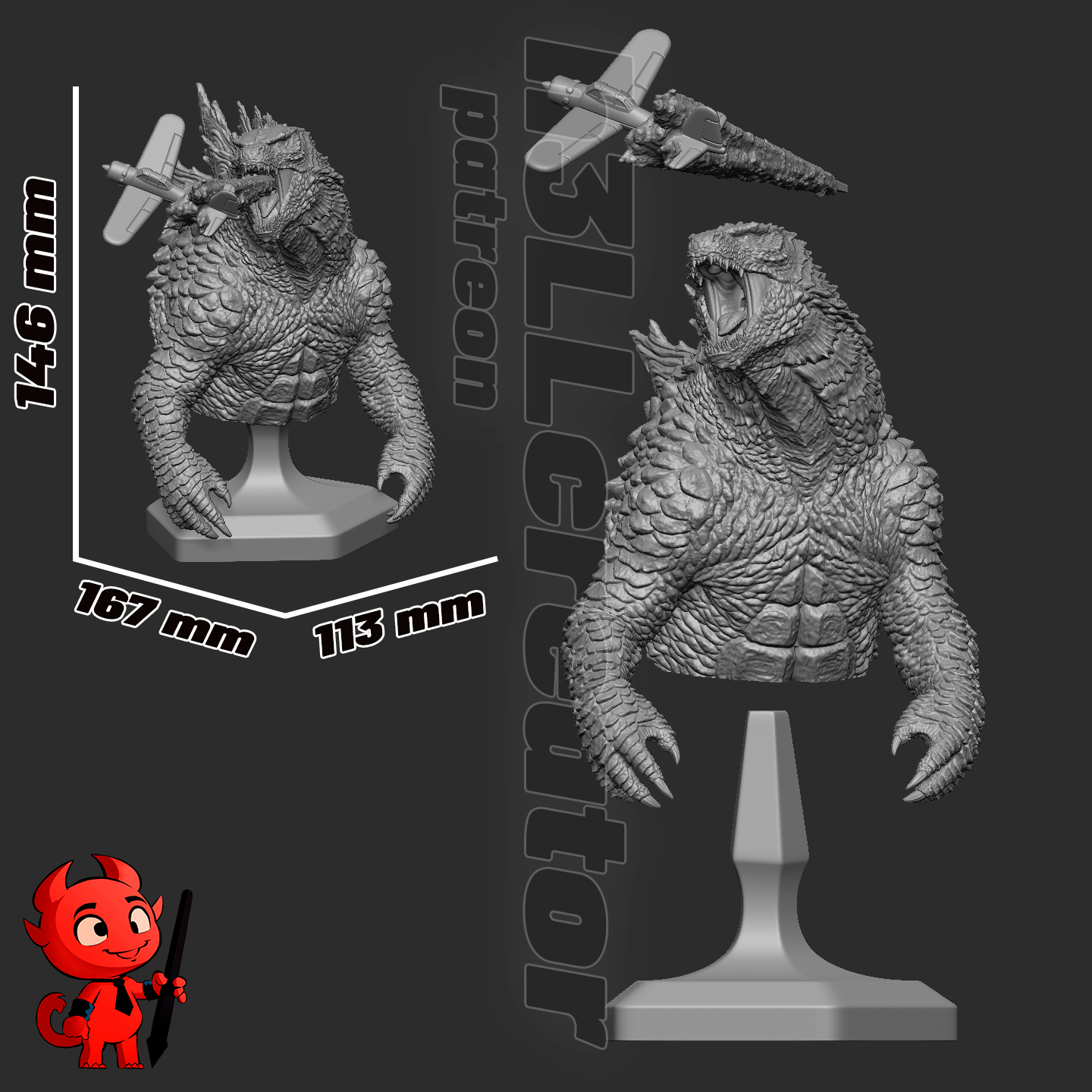 Godzilla- 3D Printed Statue / Bust