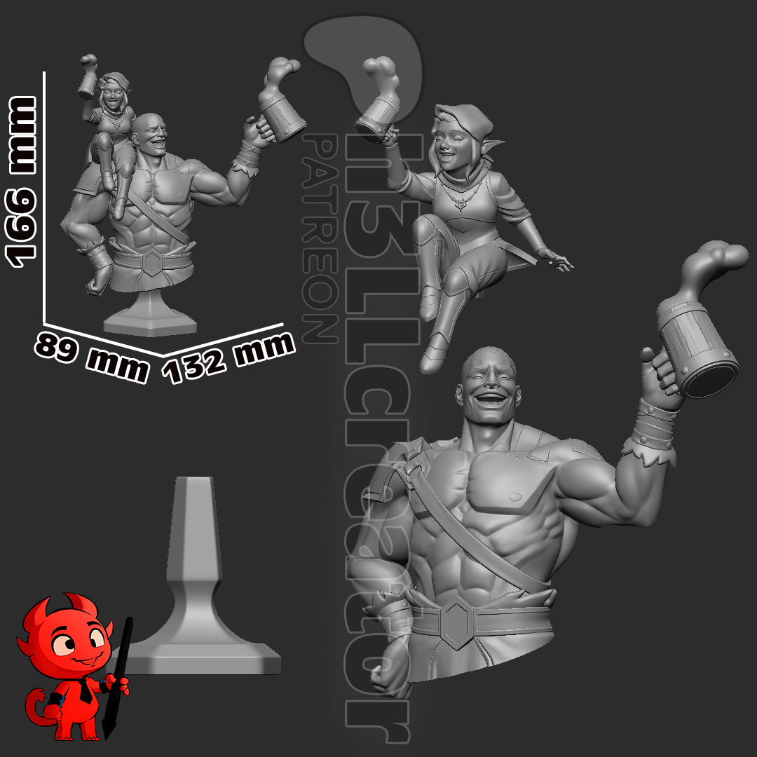 Grog and Pike - 3D Printed Model Kit State / Bust 12 Scale