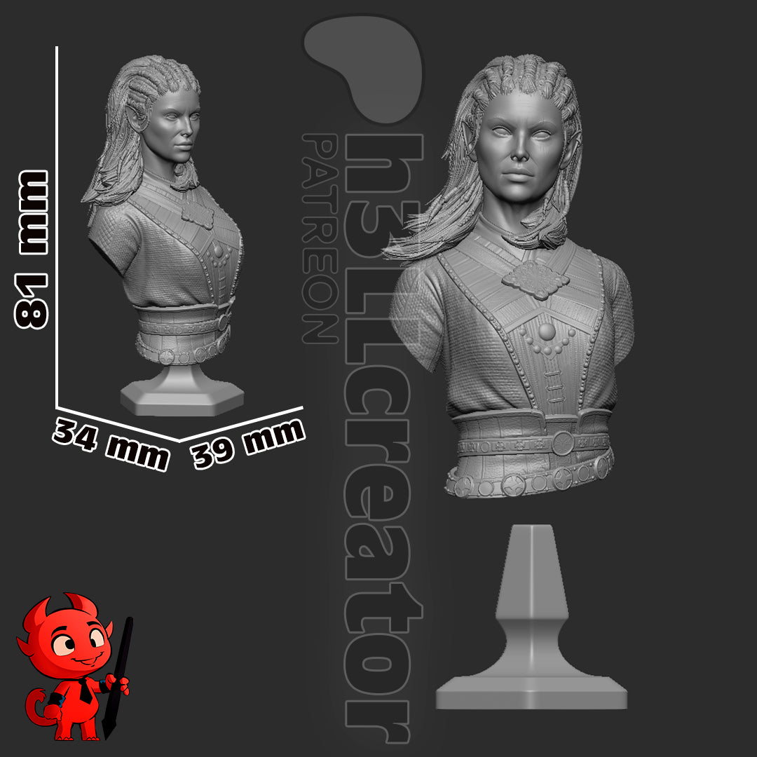 Jaheira - 3D Printed Model Statue and Bust 12 Scale