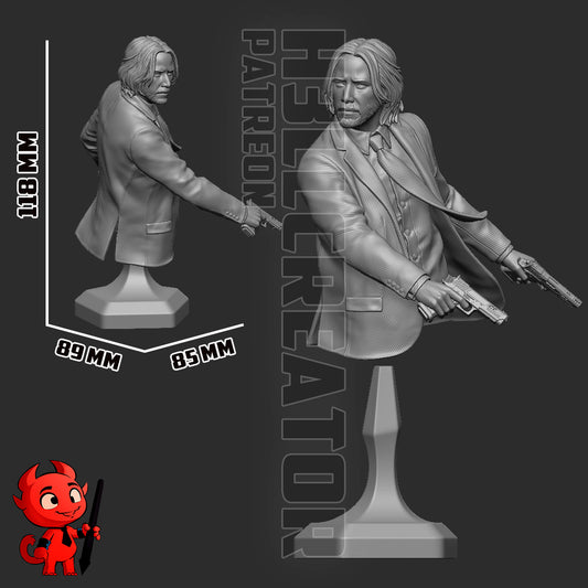 John Wick - 3D Printed Statue / Bust - 10 Scale