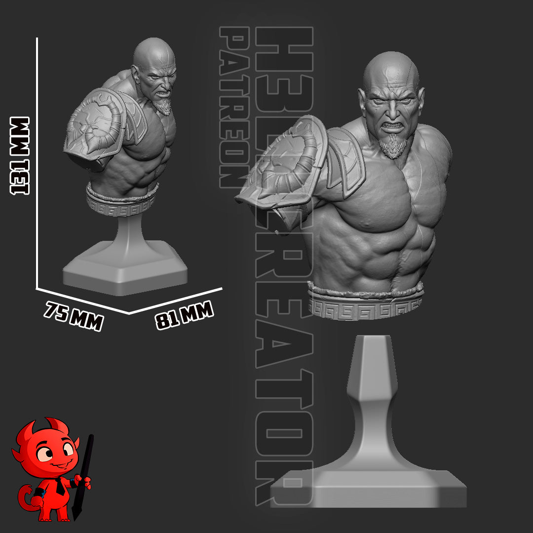 Kratos God Of War - 3D Printed Model Statue and Bust - 10 Scale