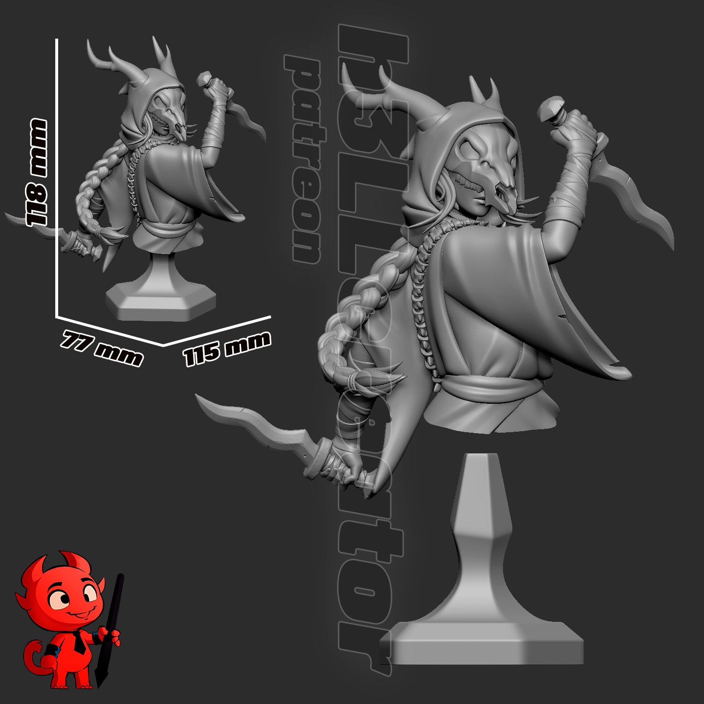 Silent - Slay the Spire2 - 3D Printed Model Kit - Statue - Bust 10 Scale