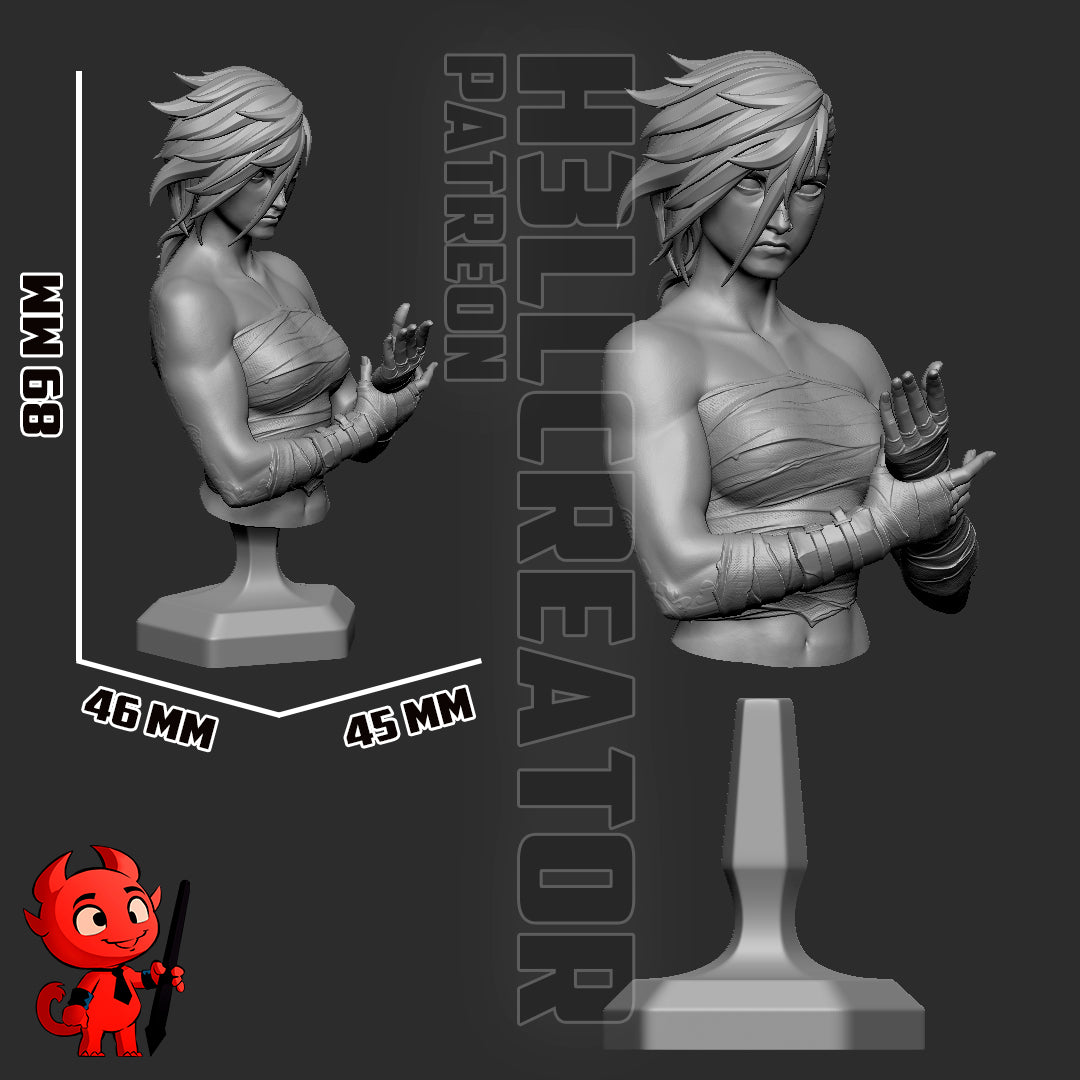 Vi (Arena Fighter) 3D Printed Bust and Statue Model Kit - 1:10 Scale