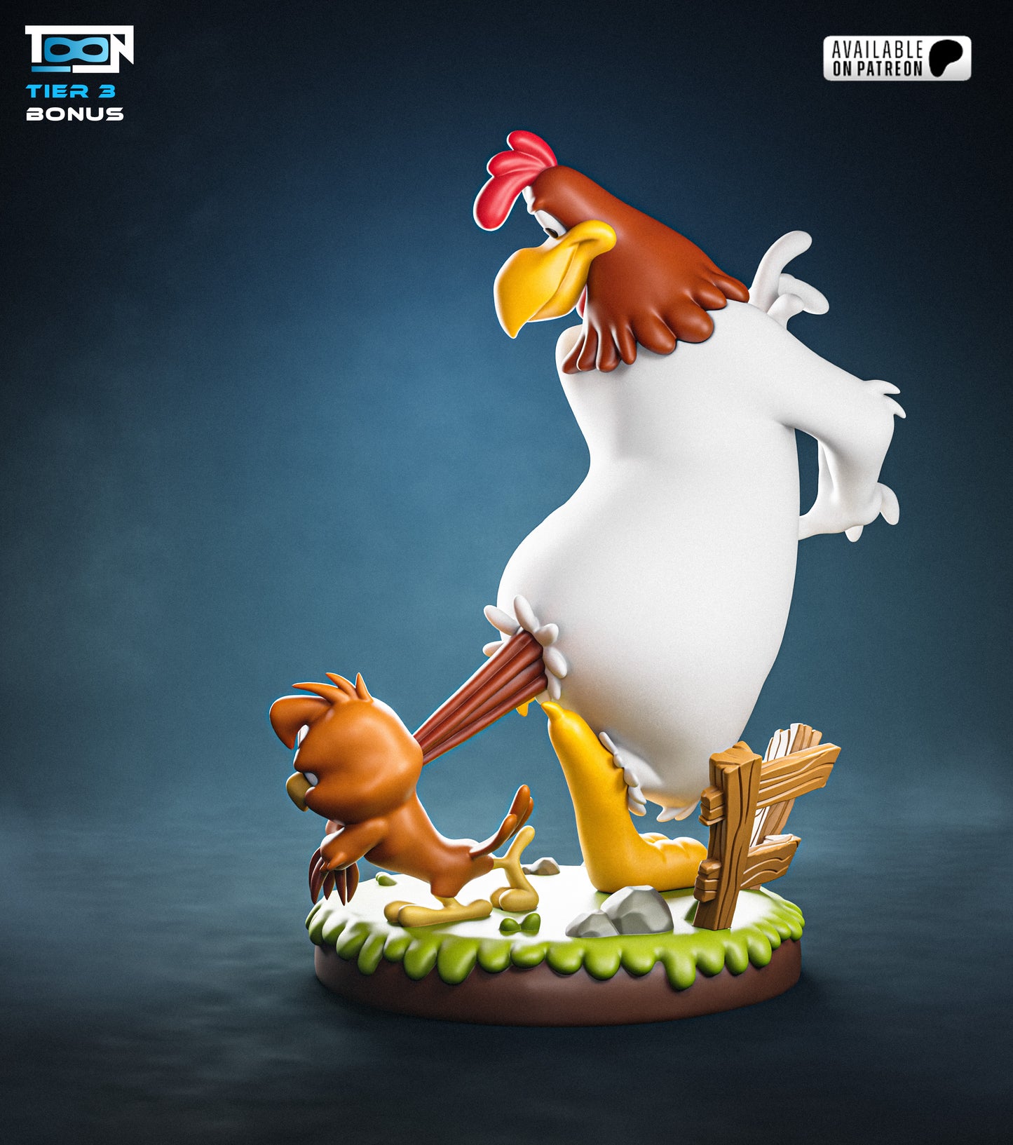 Foghorn and Chicken - 3D Printed Statue Model kit - 6 Scale