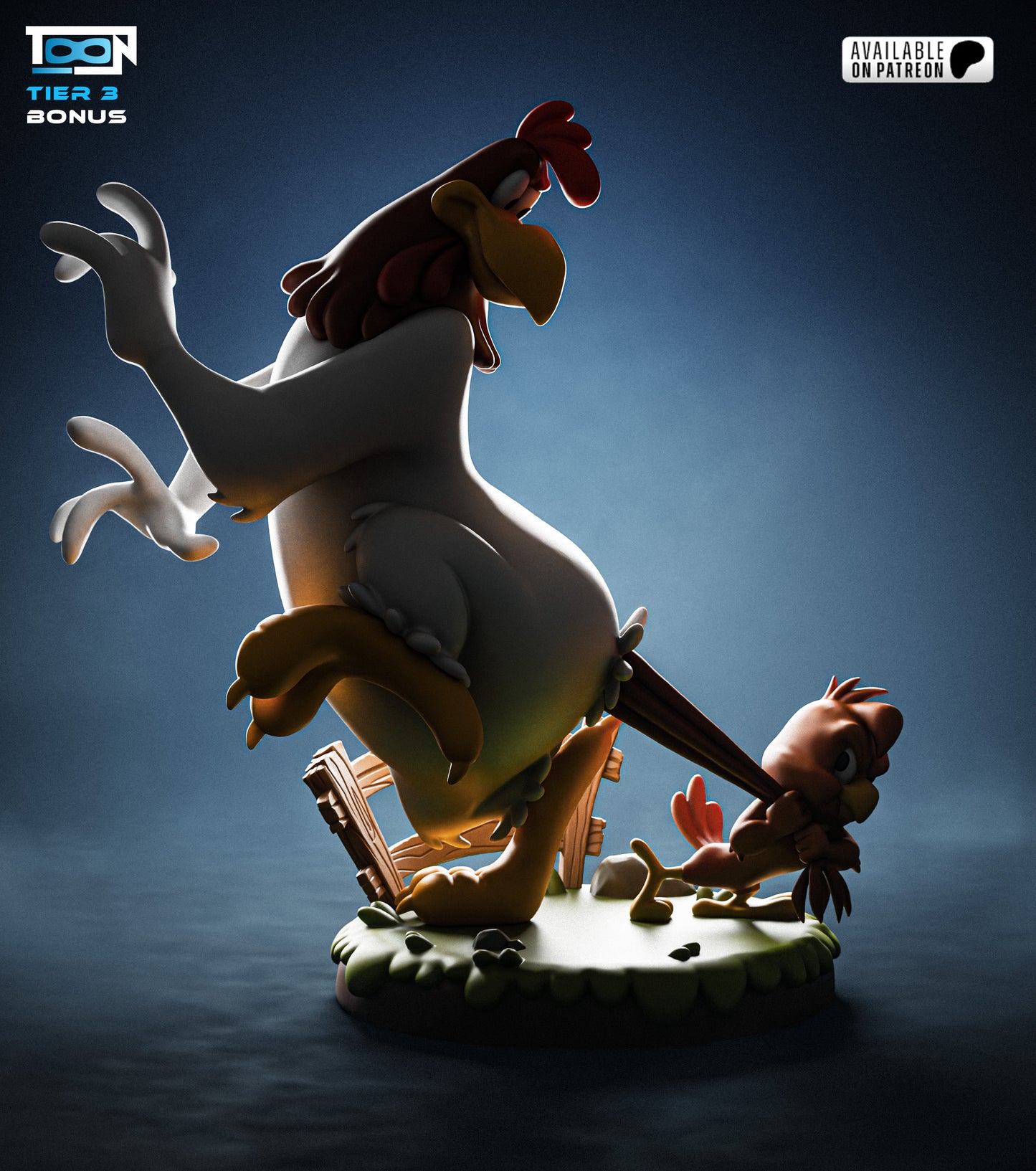 Foghorn and Chicken - 3D Printed Statue Model kit - 6 Scale