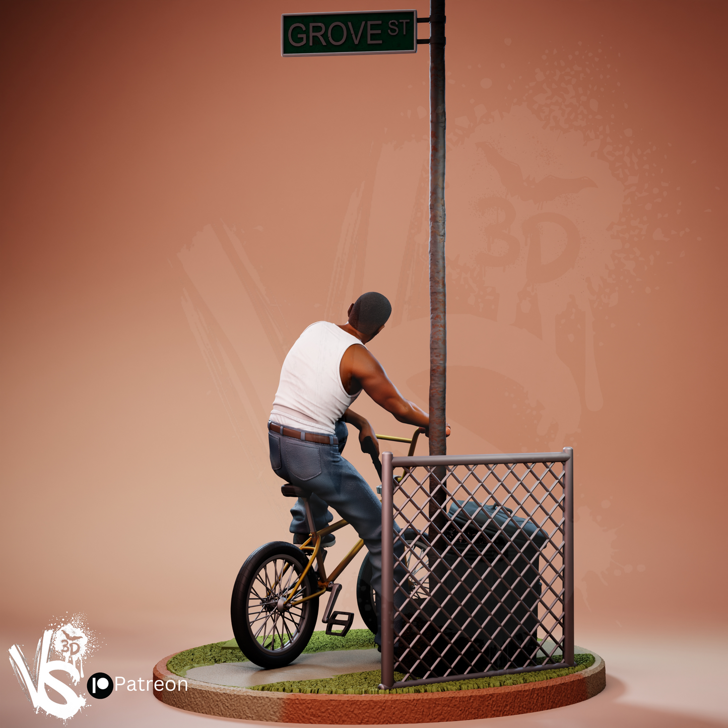 CJ (GTA San Andreas) - 3D Print Model Kit - Fan Art