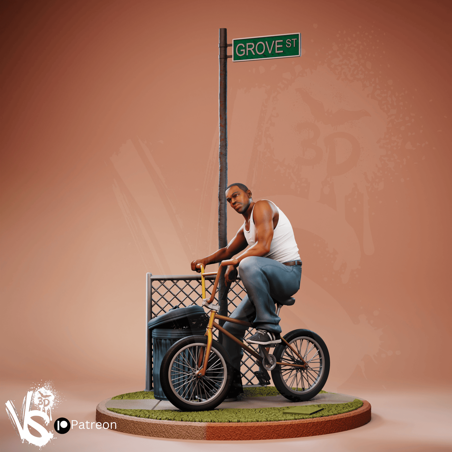 CJ (GTA San Andreas) - 3D Print Model Kit - Fan Art