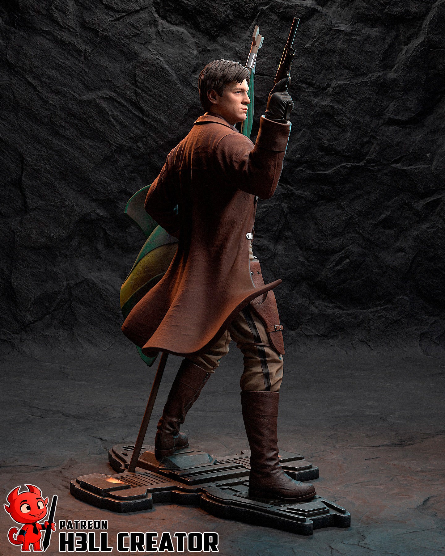 Captain Malcolm Reynolds 3D Printed Statue / Bust 10 Scale