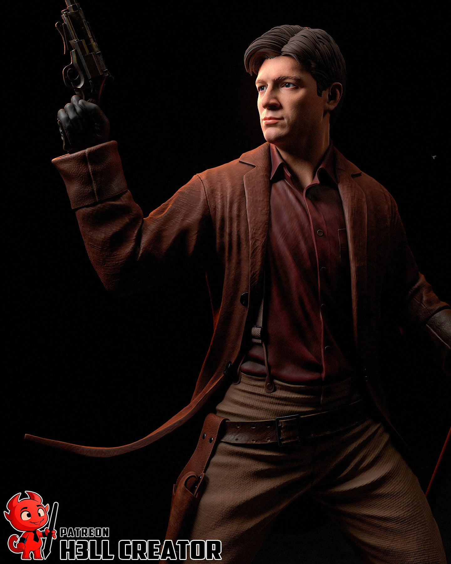 Captain Malcolm Reynolds 3D Printed Statue / Bust 10 Scale