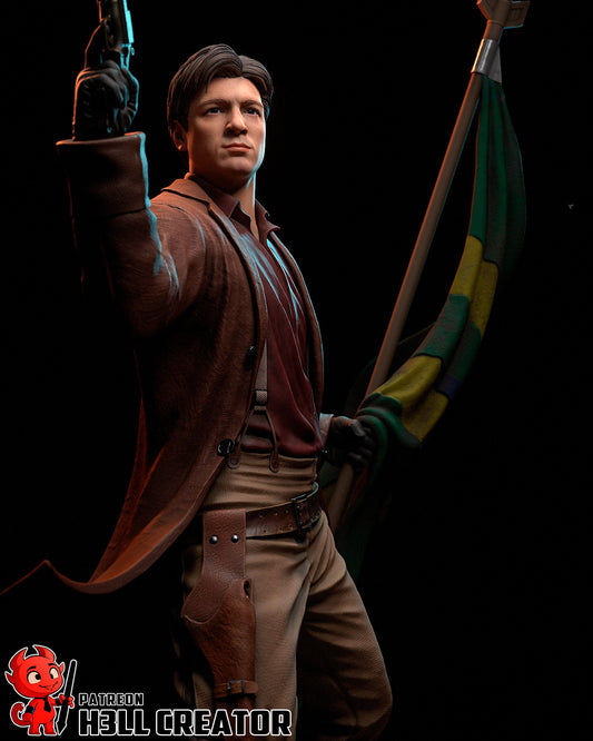 Captain Malcolm Reynolds 3D Printed Statue / Bust 10 Scale