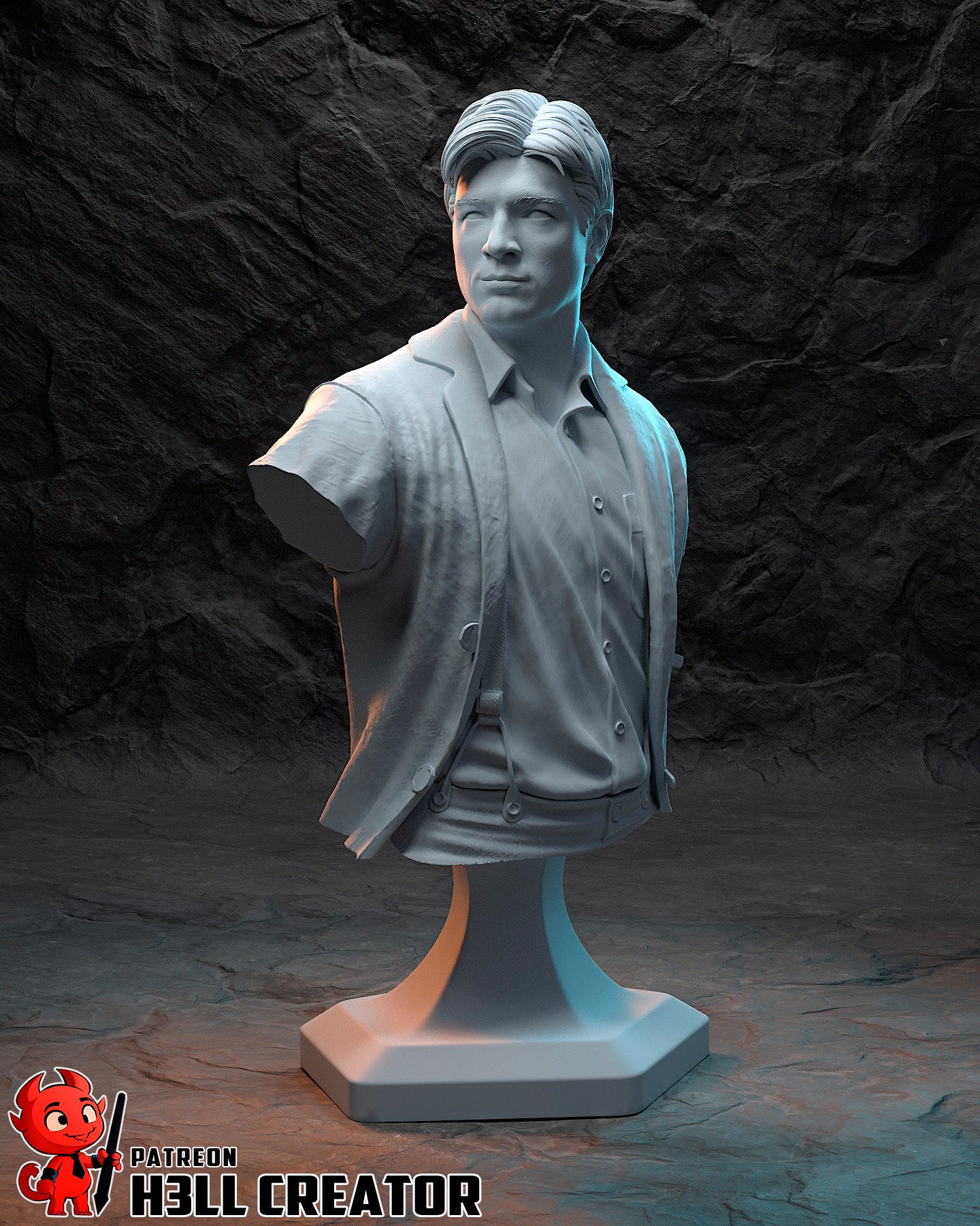 Captain Malcolm Reynolds 3D Printed Statue / Bust 10 Scale