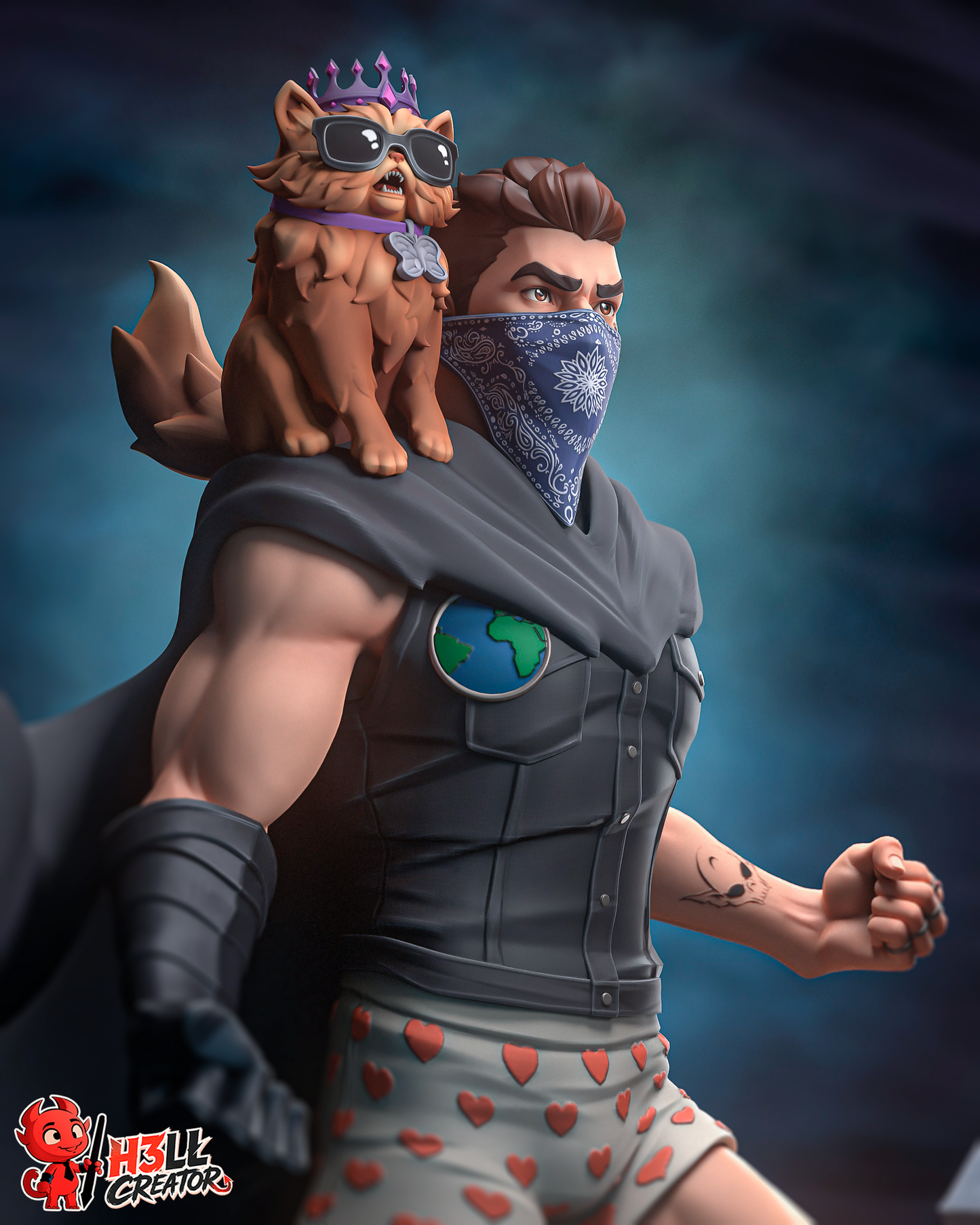 Princess Donut and Carl  3D Printed Statue / Bust - 10 Scale
