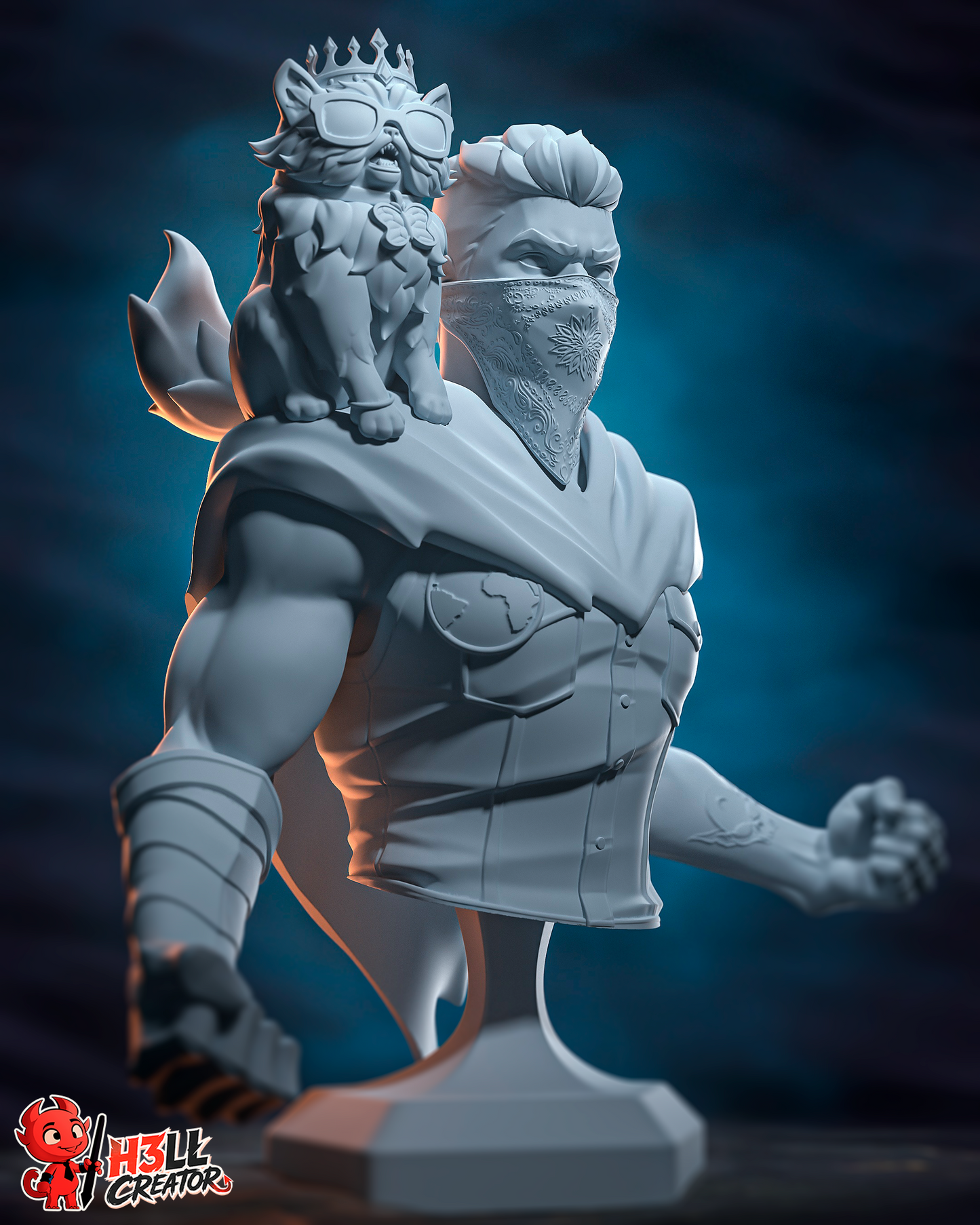 Princess Donut and Carl  3D Printed Statue / Bust - 10 Scale