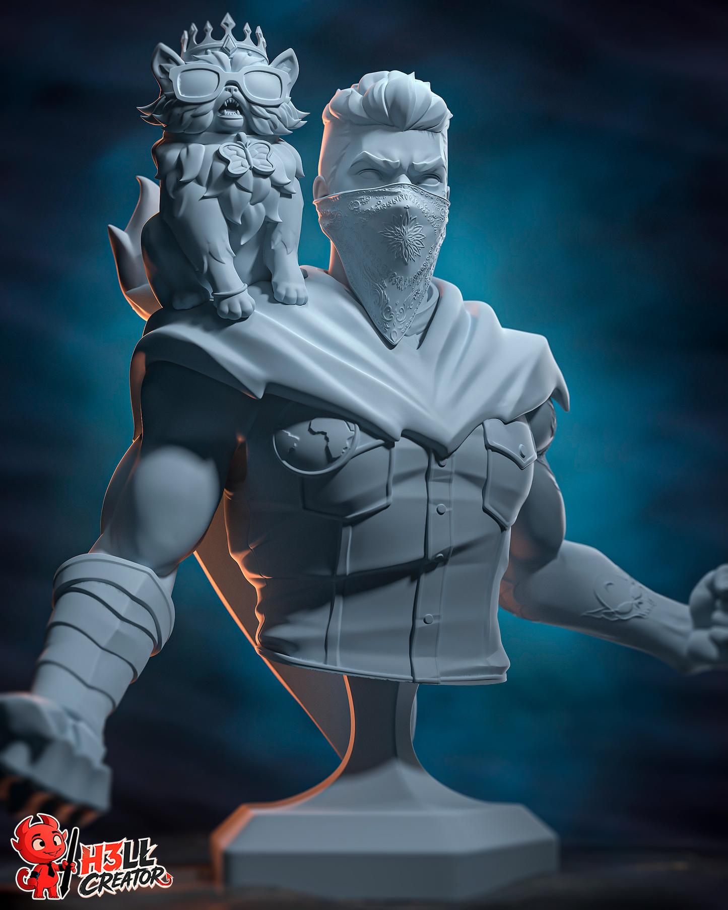Princess Donut and Carl  3D Printed Statue / Bust - 10 Scale