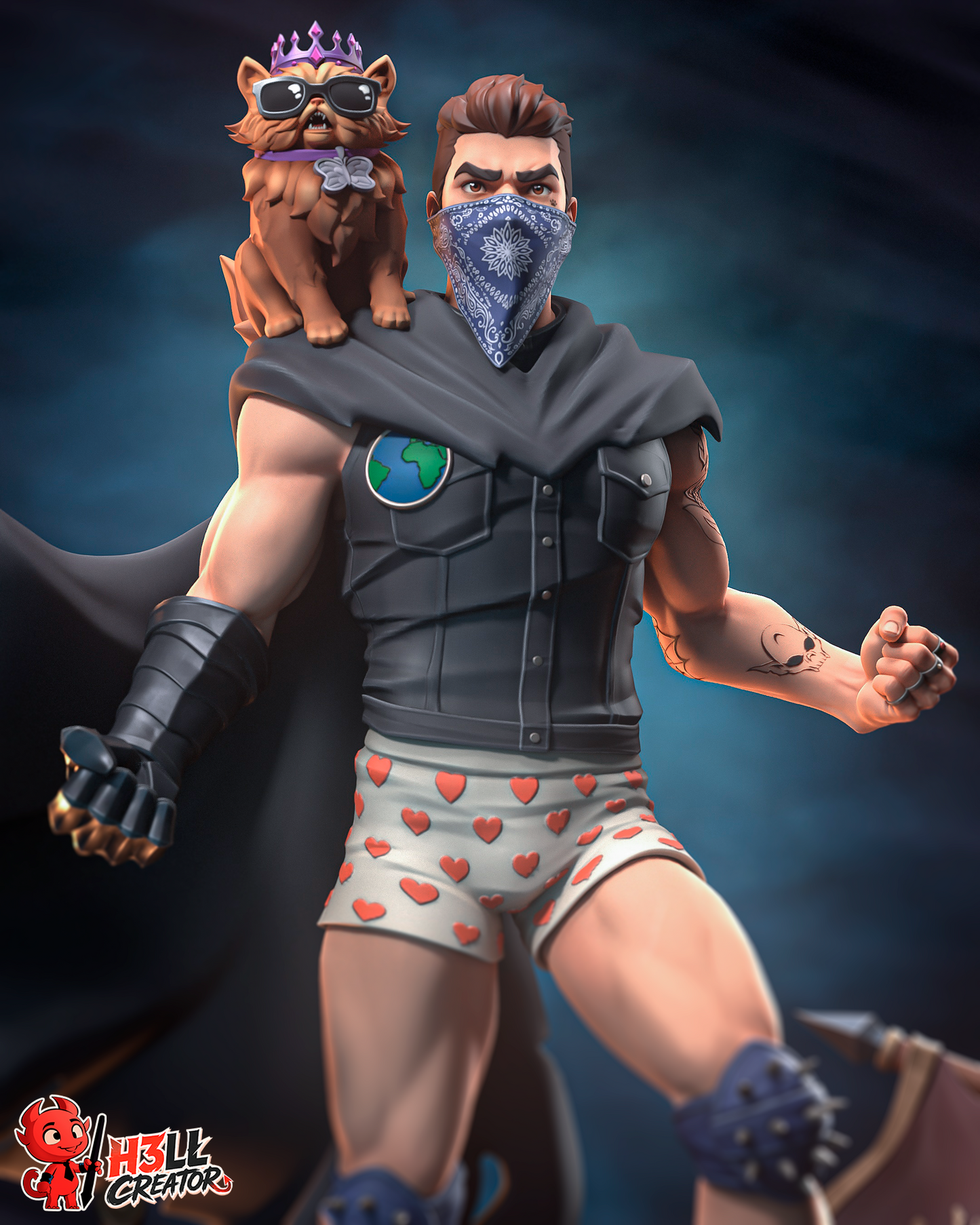 Princess Donut and Carl  3D Printed Statue / Bust - 10 Scale