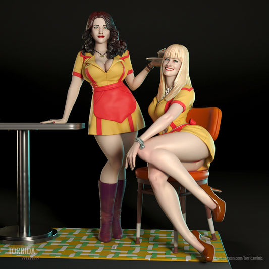 2 Broke Girls (Caroline & Max) - 3D printed model kit (Fan Art)