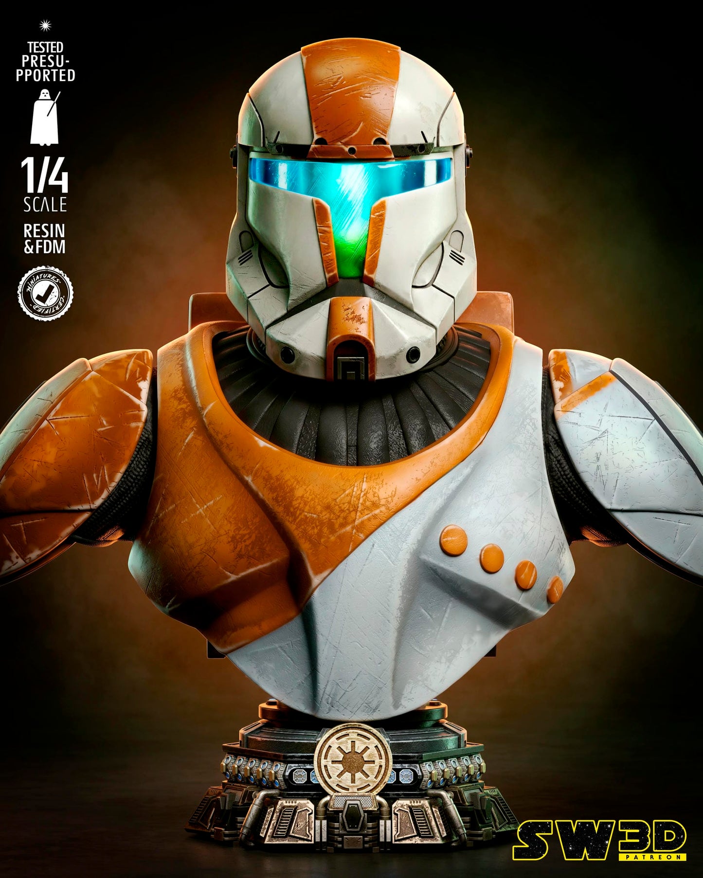Clone Commander Bust (Star Wars) - 3D printed model kit (Fan Art)