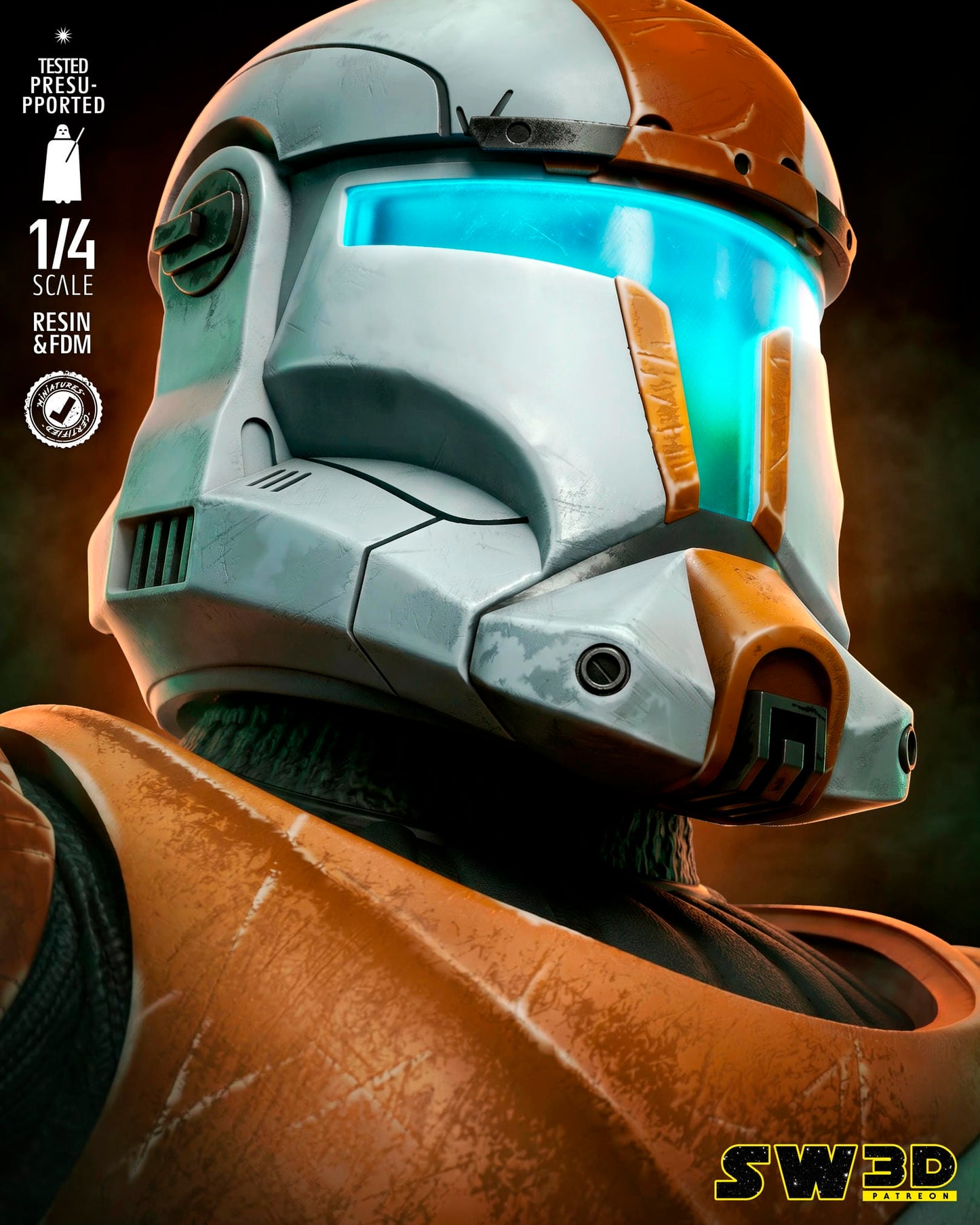 Clone Commander Bust (Star Wars) - 3D printed model kit (Fan Art)