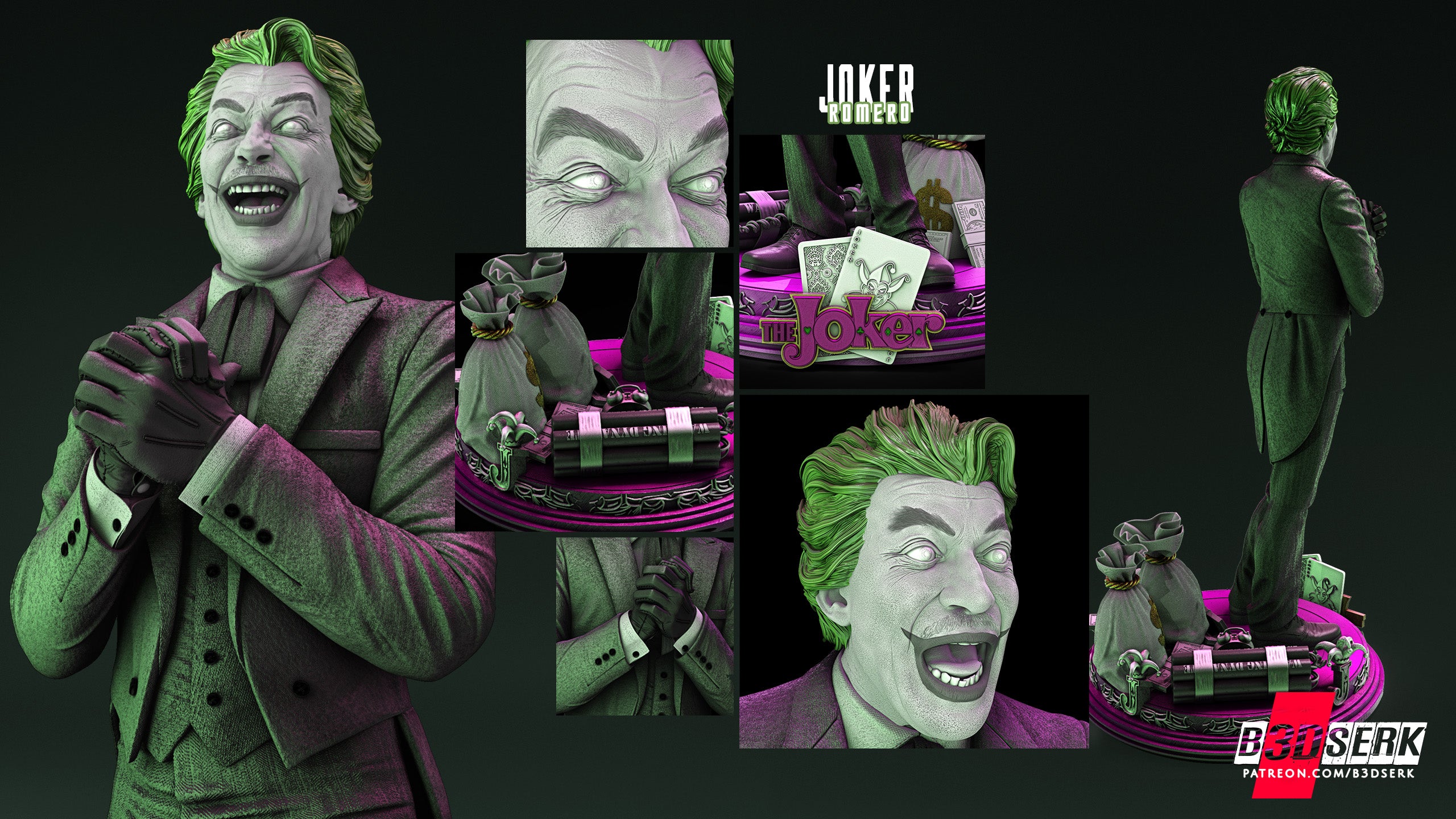 Batman - Joker 60s Cesar Romero 3d Print - 6 Scale - Unpainted model kit