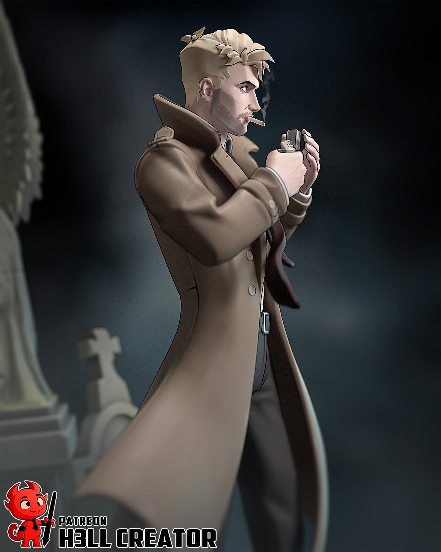 John Constantine - 3D Printed Statue - 10 Scale - Statue / Bust Model Kit