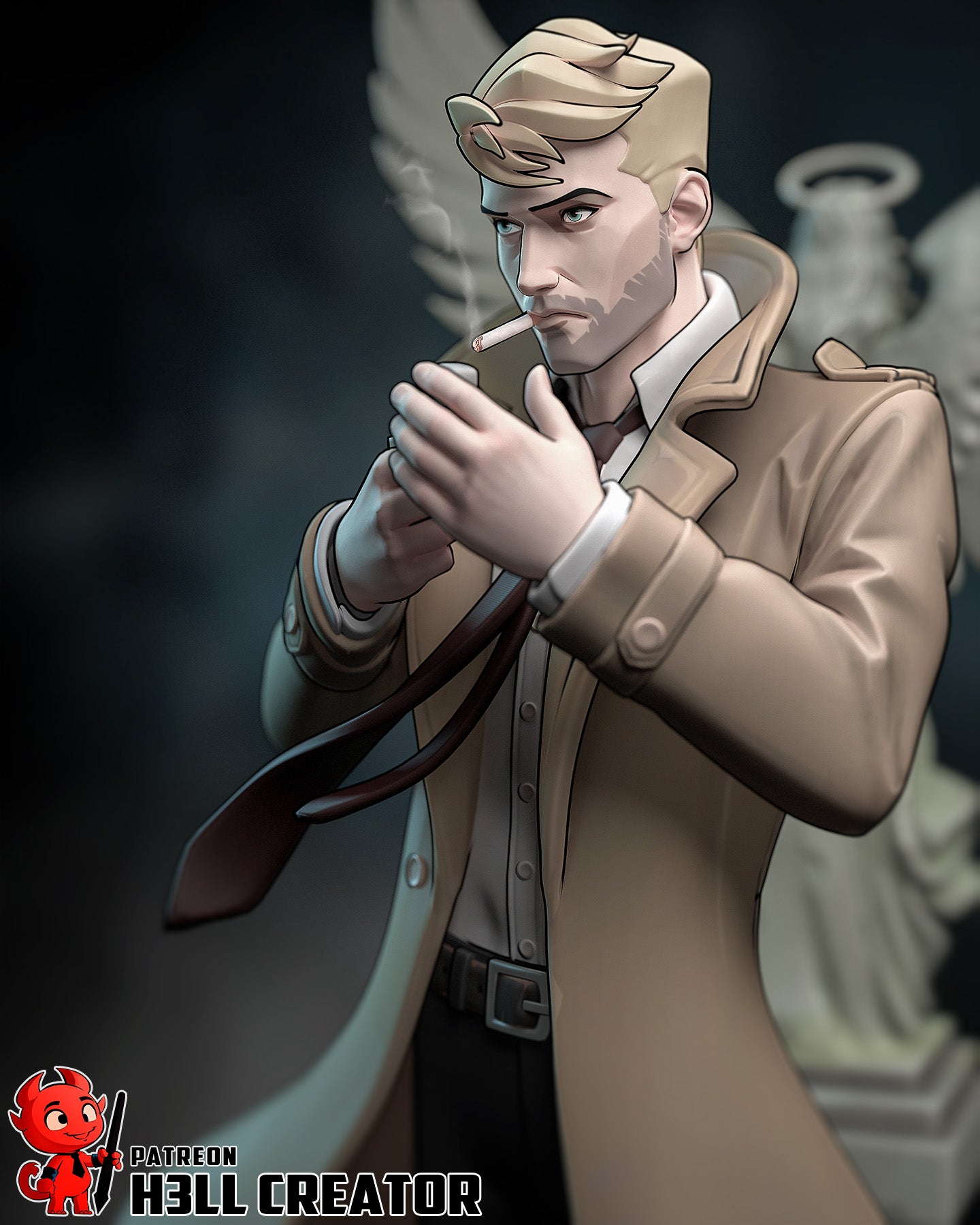 John Constantine - 3D Printed Statue - 10 Scale - Statue / Bust Model Kit