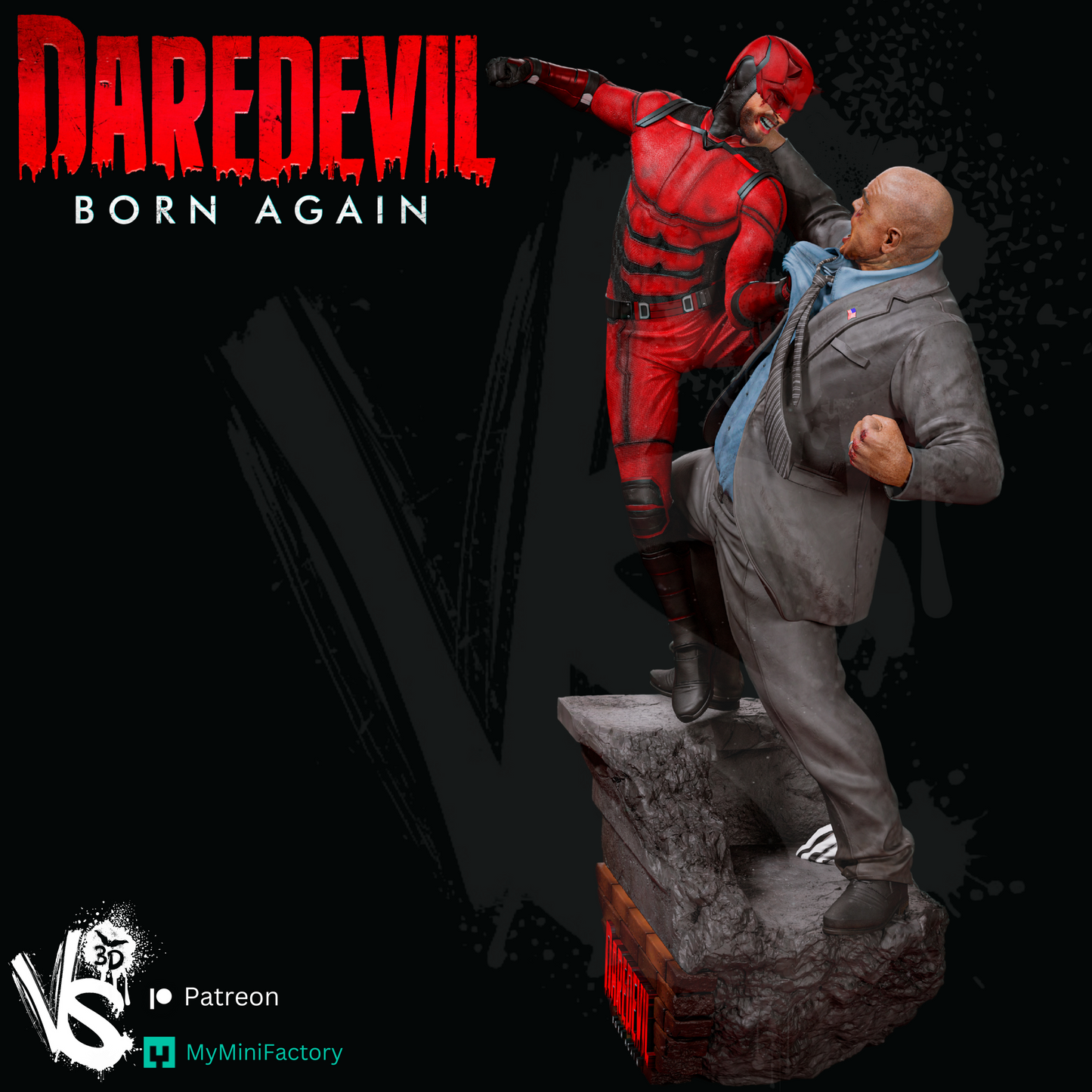 Daredevil vs Kingpin Diorama-  3D Print Kit - Fan Art