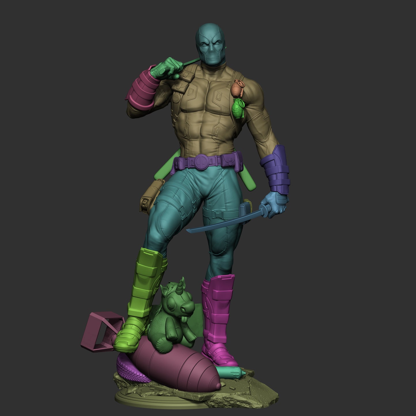 Deadpool - 3D Printed Statue Sculpture - 9 & 6 Scale