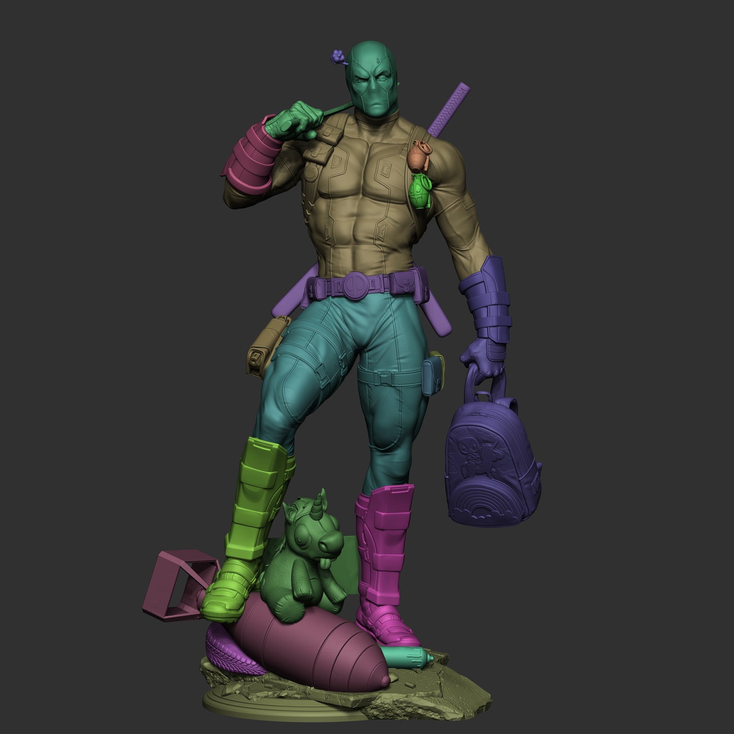 Deadpool - 3D Printed Statue Sculpture - 9 & 6 Scale