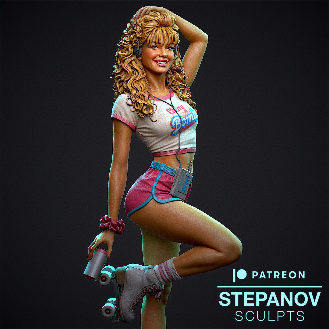 Roller Disco Girl - 3D Printed Model Kit Statue - 250mm