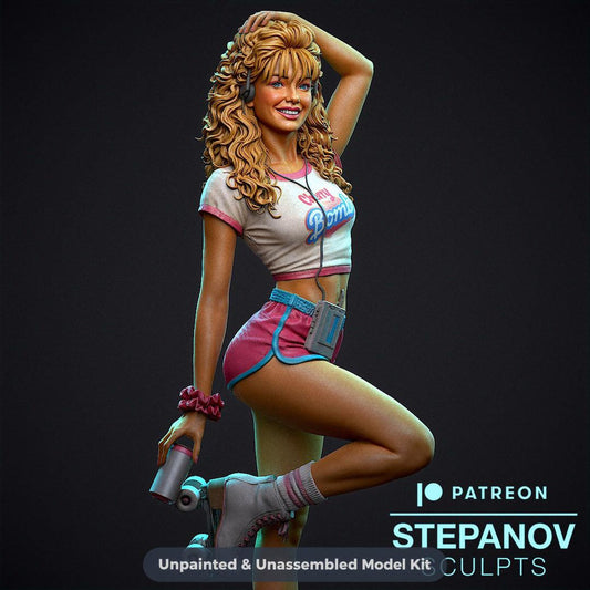 Roller Disco Girl - 3D Printed Model Kit Statue - 250mm