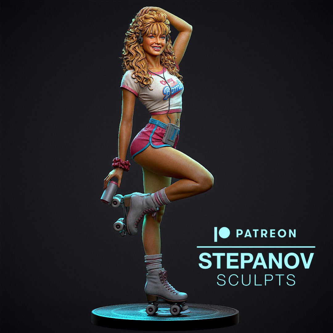 Roller Disco Girl - 3D Printed Model Kit Statue - 250mm