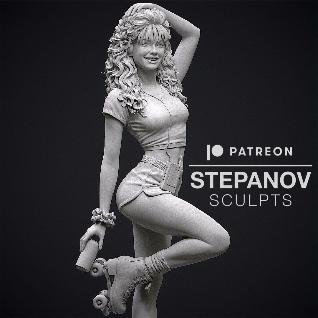 Roller Disco Girl - 3D Printed Model Kit Statue - 250mm