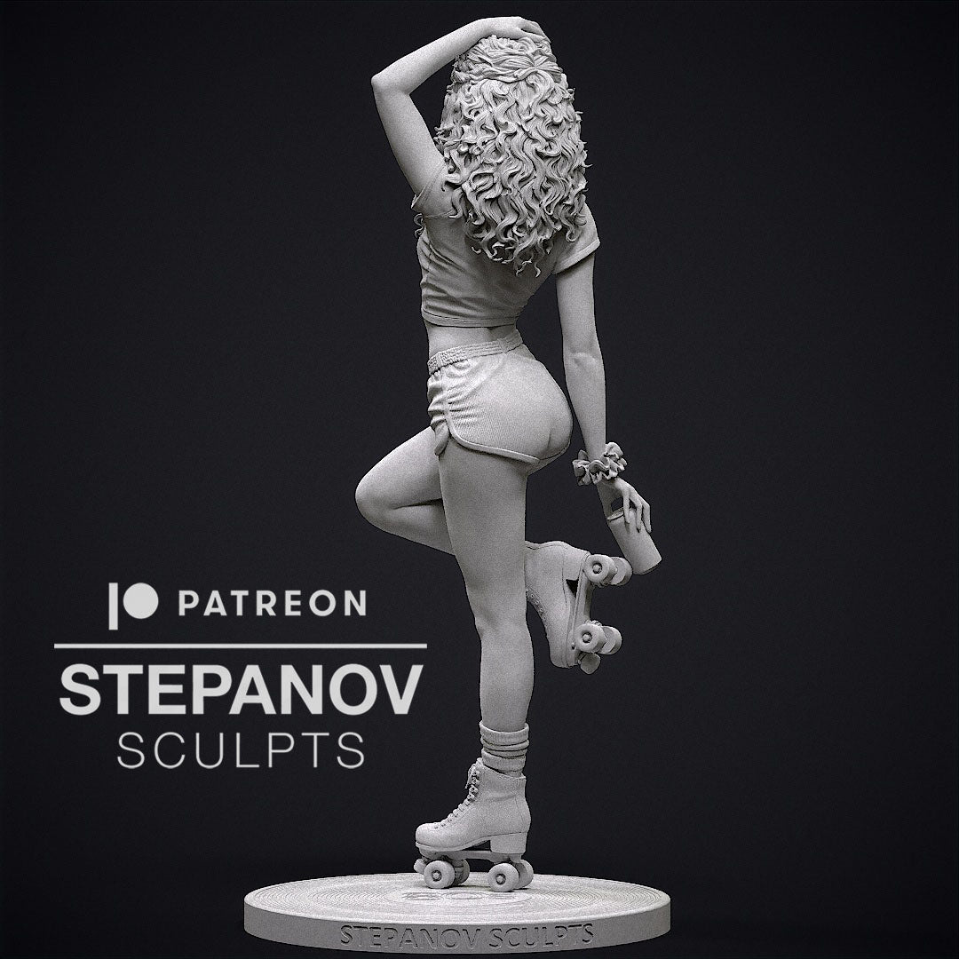Roller Disco Girl - 3D Printed Model Kit Statue - 250mm