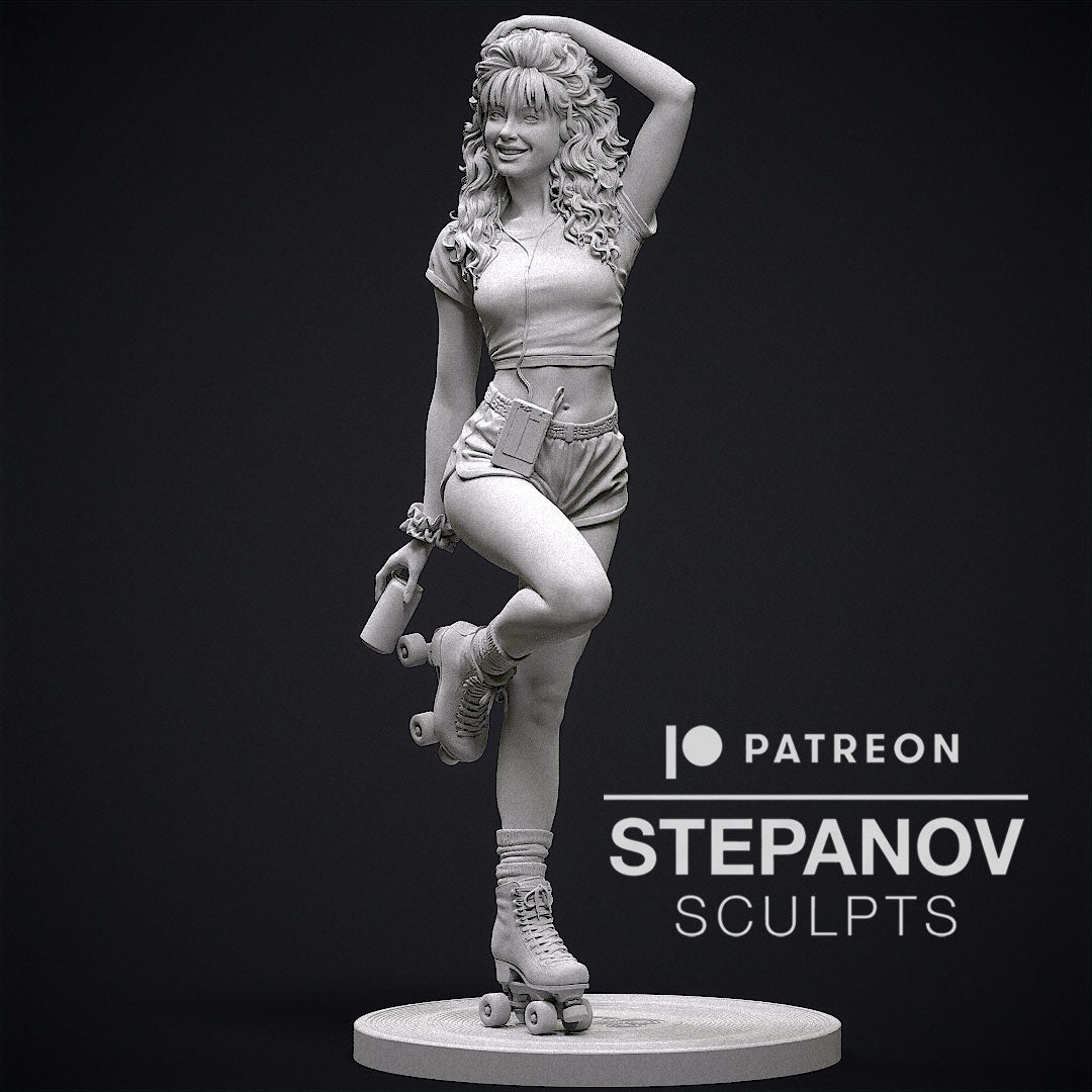 Roller Disco Girl - 3D Printed Model Kit Statue - 250mm